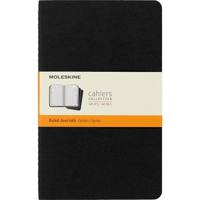 Набор из 3 блокнотов MOLESKINE CAHIER JOURNAL Large, линейка, черный QP316